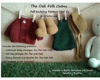 PDF Knitting Pattern | Clothes for The Oak Folk Doll Set A | Doll Clothes Pattern