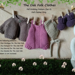 PDF Knitting Pattern | Clothes for The Oak Folk Doll Set E | Doll Clothes Pattern (English and Portuguese)