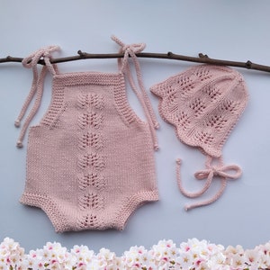 Spring Blossoms Baby Romper Knitting Pattern and Bonnet Baby Romper and Bonnet PDF Knitting Pattern 0-24 months image 6