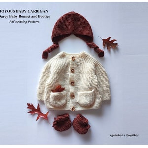Joyous Baby Cardigan and Darcy Baby Booties and Bonnet Knitting Pattern | PDF Knitting Pattern | preemie-24 Months