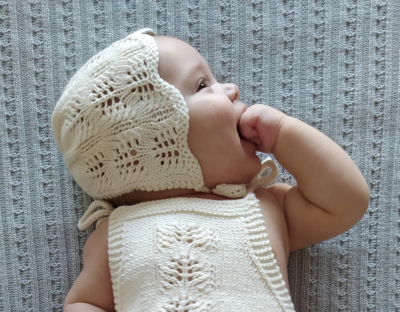 Spring Blossoms Baby Romper Knitting Pattern and Bonnet Baby Romper and Bonnet PDF Knitting Pattern 0-24 months image 7