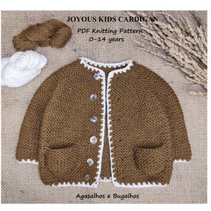 Joyous Kids Cardigan Knitting Pattern | Kids Cardigan Pattern | Garter Stitch Cardigan | PDF Knitting Pattern | 0-14 Years