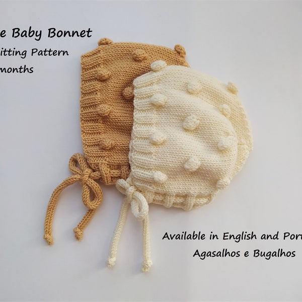 PDF Knitting Pattern | Bobble Baby Bonnet Knitting Pattern | 0-24 Months