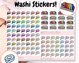 Washi Tape Stickers! // Multicolor, Pastel, Rainbow Styles // Printable Planner Stickers // JPG, PDF, Cut File | Planner Problem