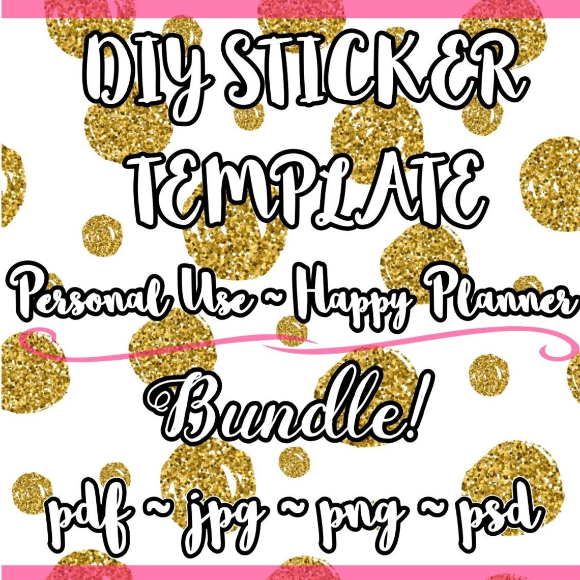 DIY Planner Sticker TEMPLATE Full Planner Sticker Editable Kit // Happy ...