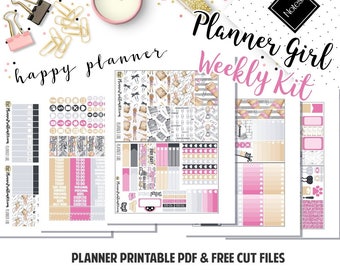 Planner Girl! // Printable Weekly Planner Kit// 5 Pages // Fits Happy Planner Vertical// Included: JPG, PDF, Cut File | PlannerProblem