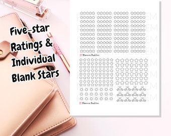 Five Star Review & Star Stickers! // Printable Planner, Journal Stickers // Included: JPG, PDF, Cut File | PlannerProblem