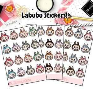 Adesivi per planner ispirati a Labubu con mostri kawaii! {SPEDIZIONE INCLUSA} / 21 colori tra cui scegliere in 2 misure! // Carta opaca premium // /Problema con il planner
