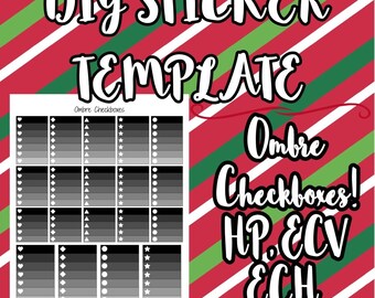 DIY Planner Sticker Template! | Full Ombre Heart Checkboxes + More! //Happy Planner, Erin Condren, Big HP {Personal Use}