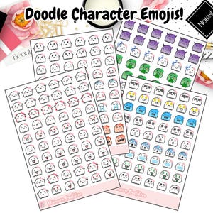 ¡Emojis de personajes de Doodle! {ENVÍO} / ¡6 estilos para elegir! // Mate premium // Tamaño universal para cualquier agenda / Problema con la agenda