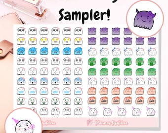 Doodle Character Emoji Sampler! // 18 Hand-Drawn Characters Included // Printable Planner Stickers // JPG, PDF, Cut File | Planner Problem