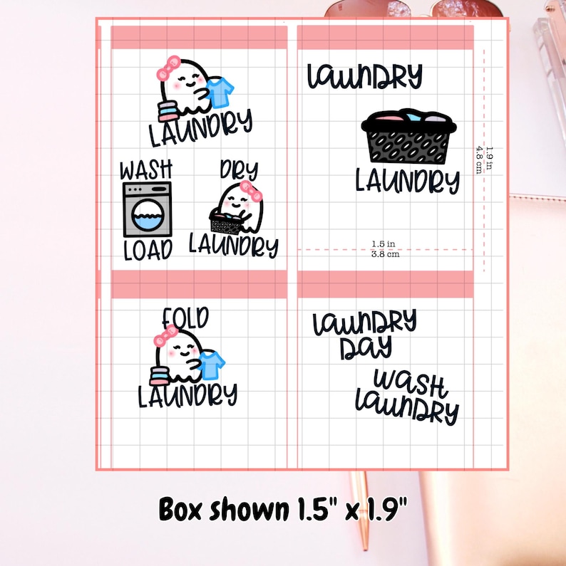 Wash Sticker Laundry Stickers! // Doodle Characters & Script Styles // Printable ...