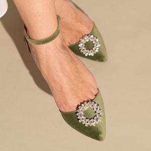 sage green women's dress shoes Marcelle Low Block Heel Pumps - Sage Green Faux Leather main image 1