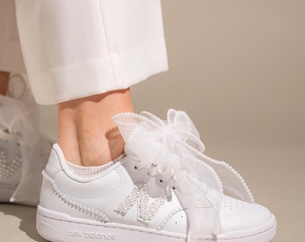 Pearl Wedding Sneakers New Balance, Custom Bridal Shoes