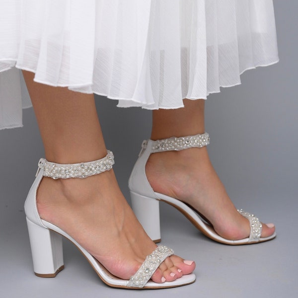 white bridal heels designer