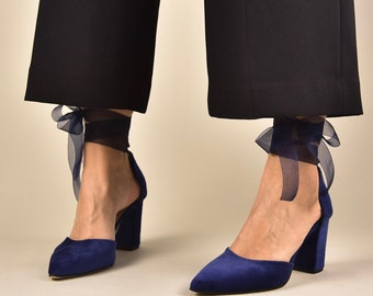 Blue Velvet Wedding Shoes, Handmade Bridal Shoes