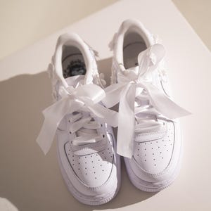 White Bridal Nike Air Force 1 Shoes, Luxury Embroidered Leather Wedding Sneakers, Custom Quinceañera Shoes, Personalized Bridal Trainers