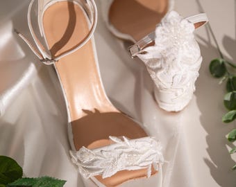 Lace Bridal Shoes: White Wedding Shoes, Custom Made Shoes
