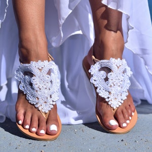 Wedding sandals lace, Beach wedding sandals, sandals for brides, Barefoot sandals, Wedding Shoes, Bridal sandals, “Volina”