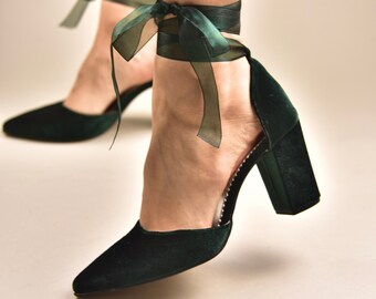 navy green heels