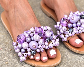 Wedding sandals, Bridal sandals, Purple, Sandals, Women sandals, Sandals for brides, Boho wedding shoes, Bridesmaids sandals 'Levander"
