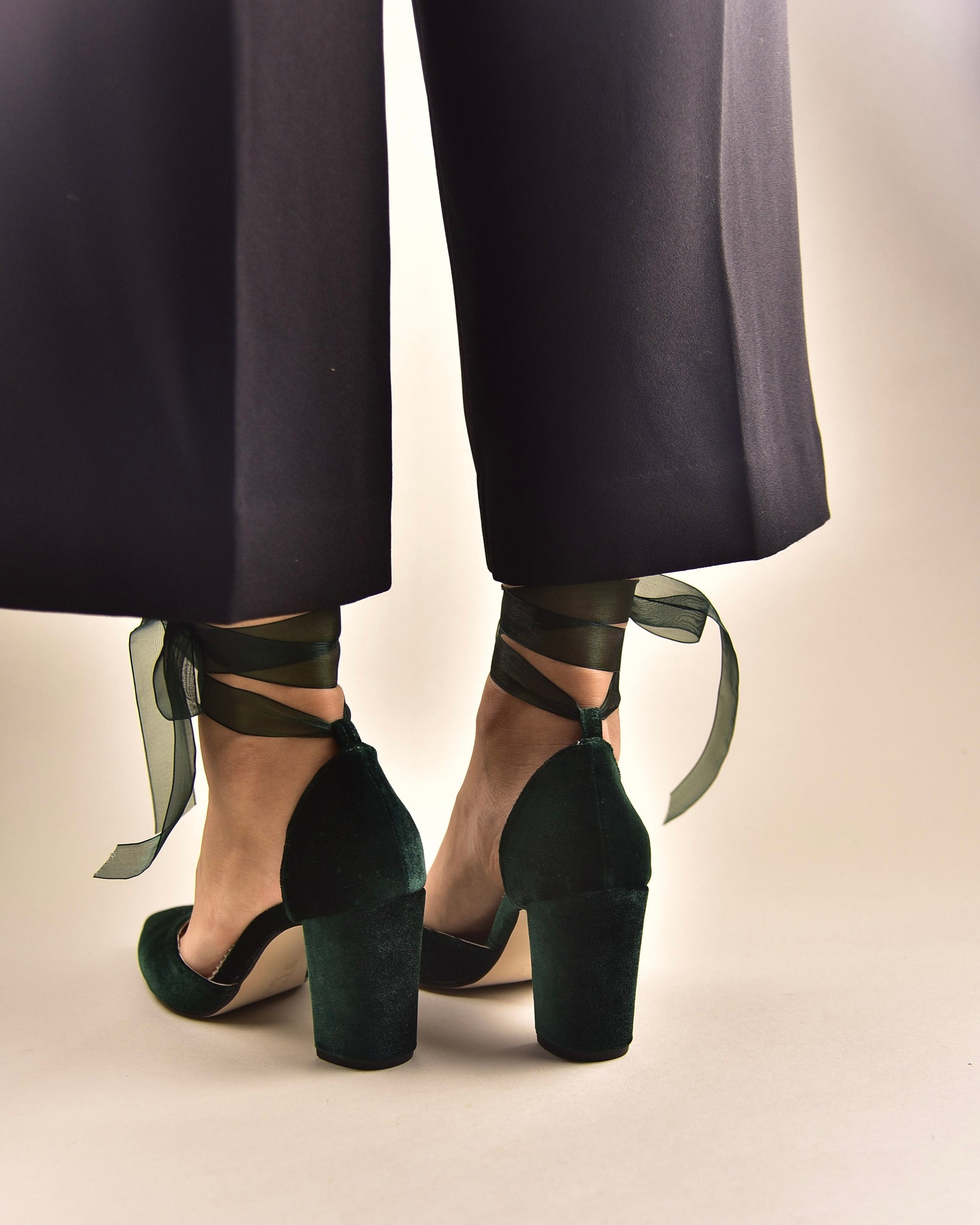 block heels green