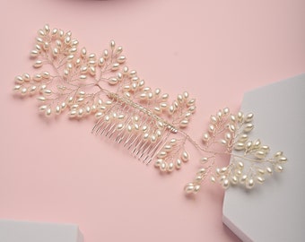 Wedding Clip Crystal, Pearl Wedding Hair Clip Comb, Handmade Wedding Clip, Pearl Bridal Headpiece, Hair Clip with pearls