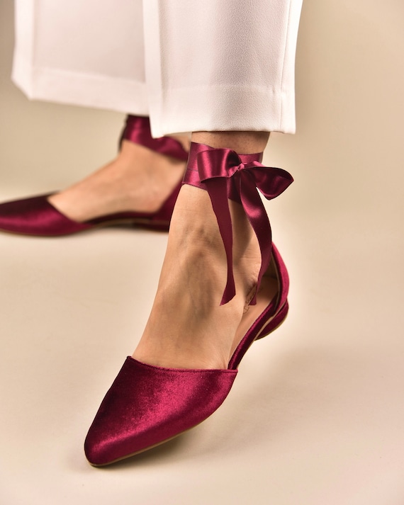 Maroon velvet hotsell flats