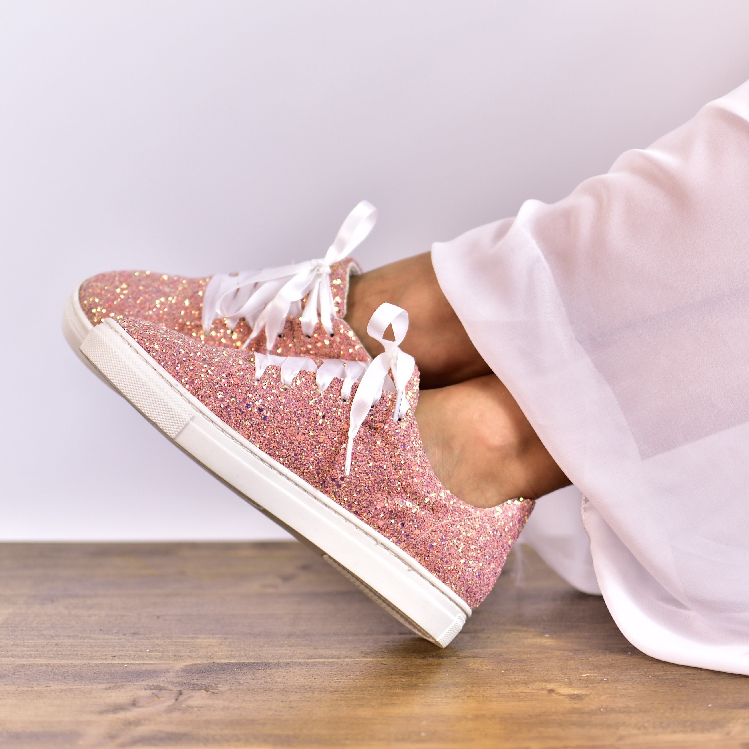 MAAT 41 Rose Gold Rock Glitter Sneakers voor bruiden - Etsy Nederland