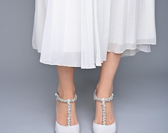 White Wedding Shoes: Bridal Shoes, Jeweled Pointed Toe Block Heel