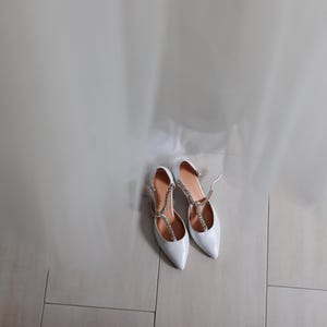 White Wedding Shoes: Bridal Shoes, Jeweled Pointed Toe Block Heel image 8