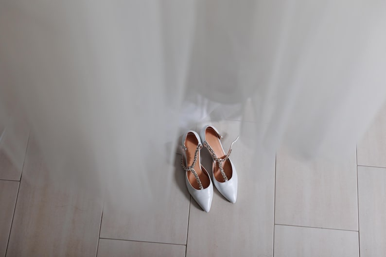 White Wedding Shoes: Bridal Shoes, Jeweled Pointed Toe Block Heel image 8