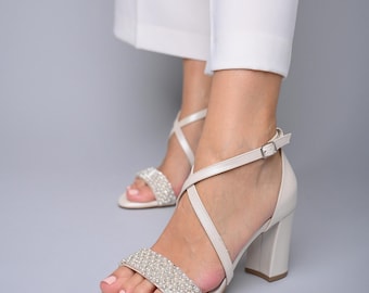 Ivory Pearl Bridal Shoes: Leather Wedding Shoes