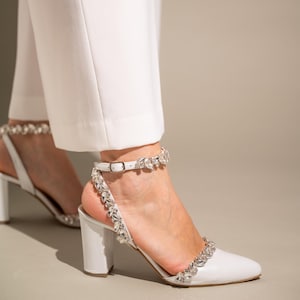 Shoes for bride, Wedding Shoes, Bridal Shoes, Block Heels shoes, White Heeled Shoes, White Wedding Block Heels, Bridal shoes for wedding