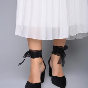 velvet block heels
