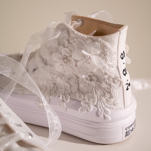 Embroidered Bridal Converse, White Lace Wedding Sneakers