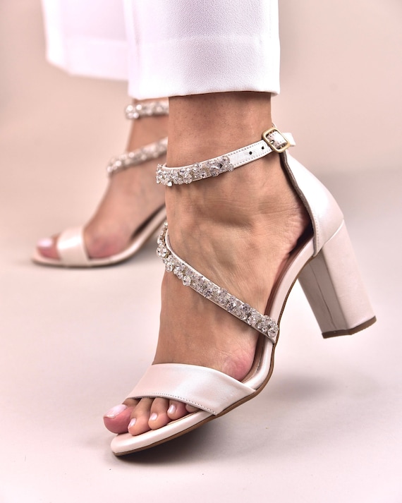 Kate Whitcomb | Lucy Silver | Comfortable & Sparkling Wedding Block Heels –  Kate Whitcomb Shoes