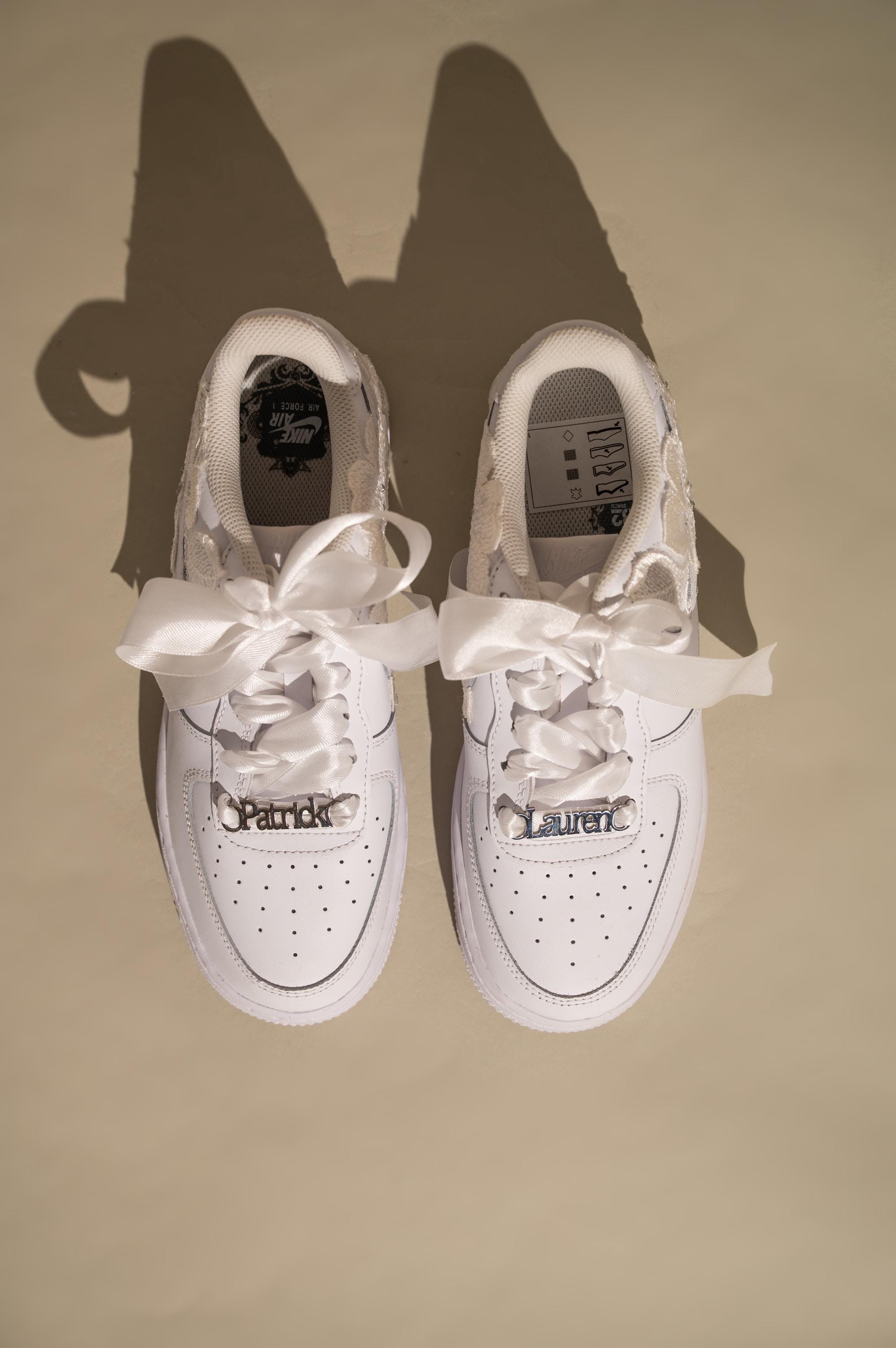 Personalize Bridal Sneakers With Lace Air Force 1 – Custom AF1 Wedding ...