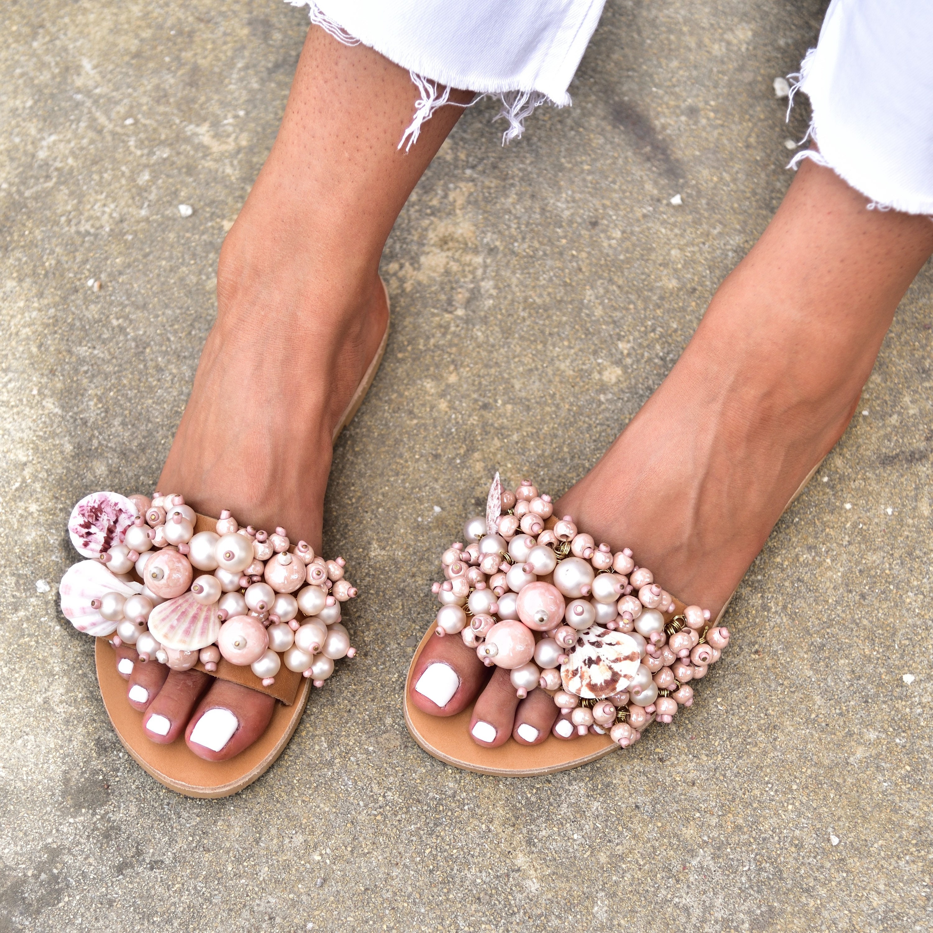 Wedding Sandals Wedding Shoes Pearl Sandals Wedding Leather | Etsy