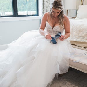 Blue Bridal Shoes - Wedding Block Heel Sandals, Something blue image 9