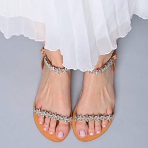 Flower Bridal Sandals: Handmade Greek Leather Wedding Flats