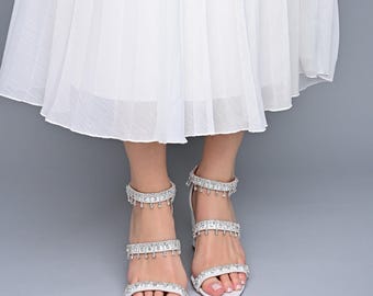 Custom Wedding Shoes: White Bridal Shoes Block Heels
