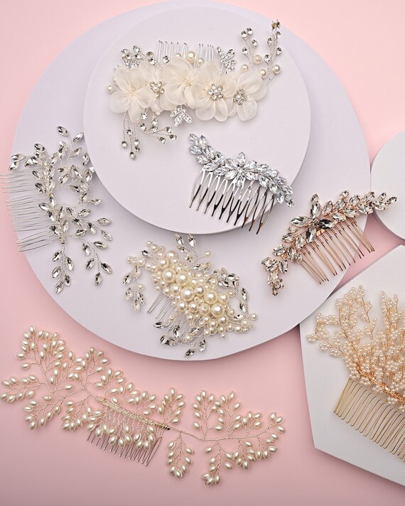 Haarkamm Mit Blumen & Perlen – Silberfarben | Elegant Für Hochzeit, Party Oder Alltag | Haarschmuck Für Damen & Mädchen
