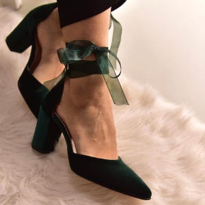 Green Wedding Shoes: Velvet Bridal Shoes, Made to order