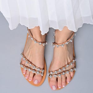 Handmade Leather Wedding Sandals: Beaded Bridal Shoes