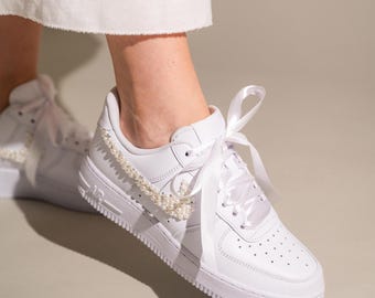 Perlen-Kristall, Hochzeits-Turnschuhe, Braut Air Force 1 AF1