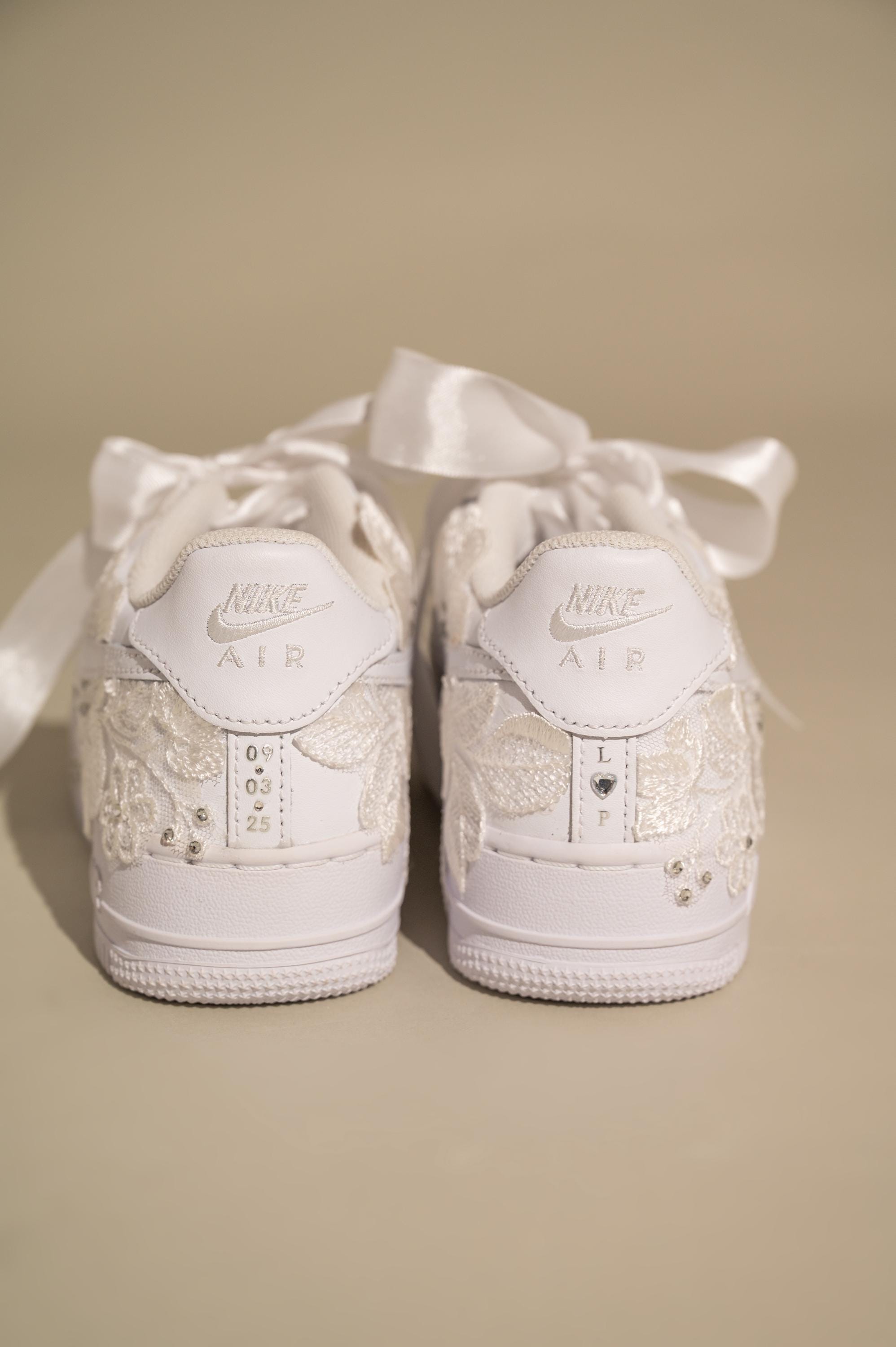 Personalize Bridal Sneakers With Lace Air Force 1 – Custom AF1 Wedding ...