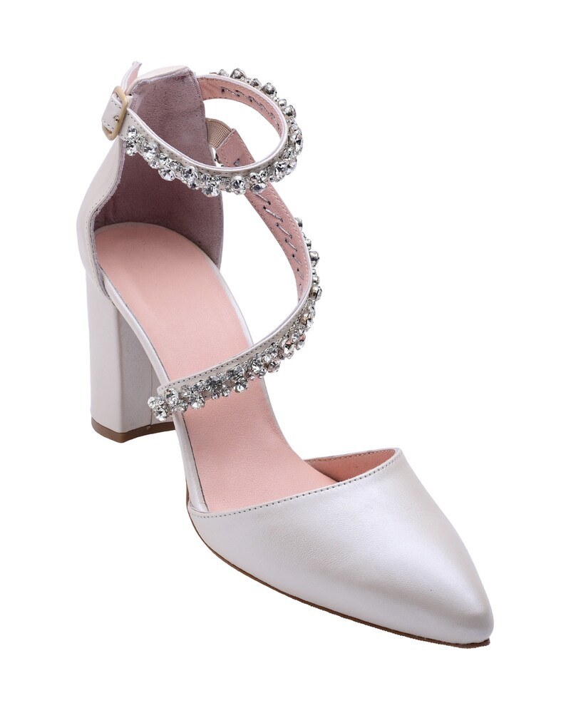 strappy ivory wedding shoes