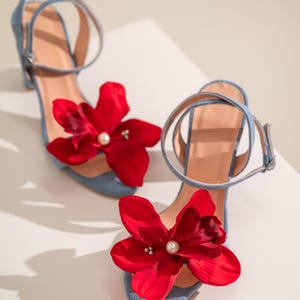 Comfortable Shoes, Custom Shoes, Handmade Shoes, red floral heels