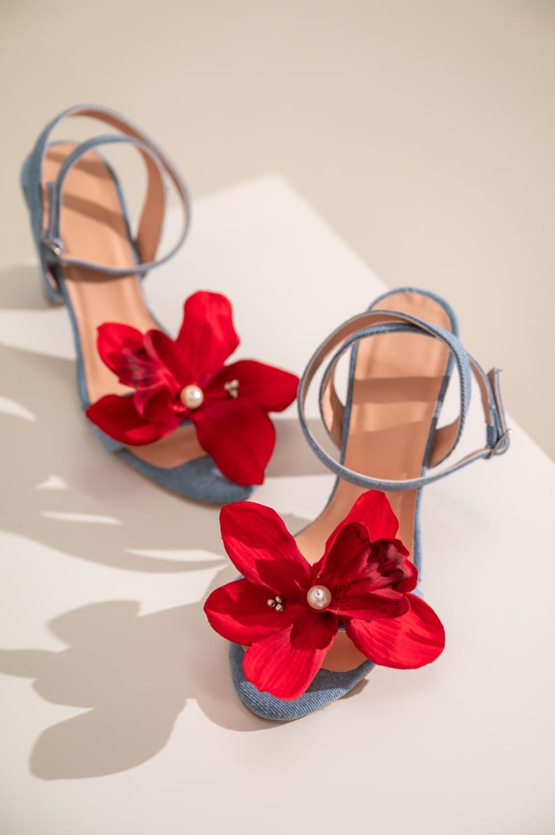 Comfortable Shoes, Custom Shoes, Handmade Shoes, red floral heels